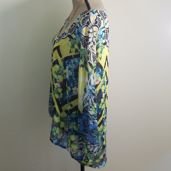 Crimson Ivy floral multicolor top. Size L - Picture 3 of 8